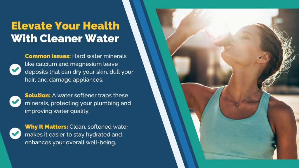 This is an image of a women drinking water after exercising; Elevate your health with cleaner water.